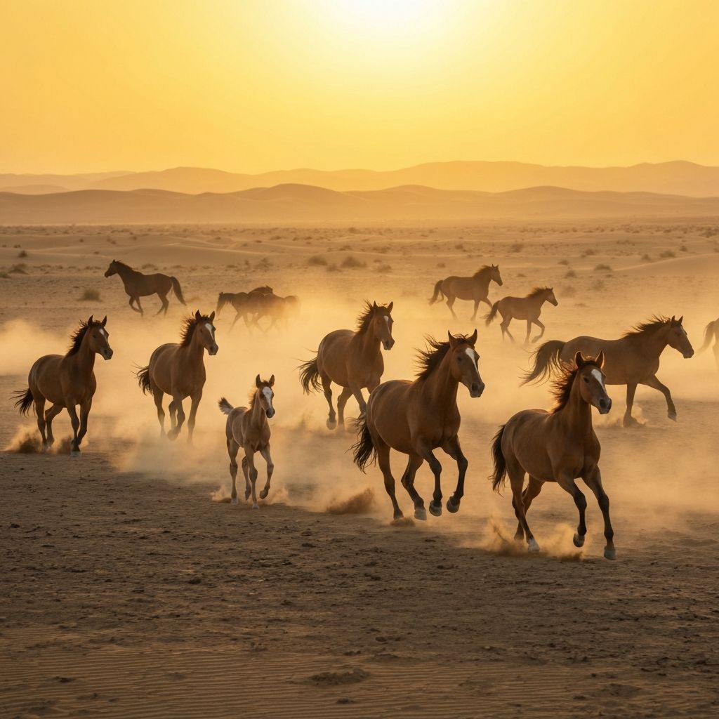 Arabian horses in desert